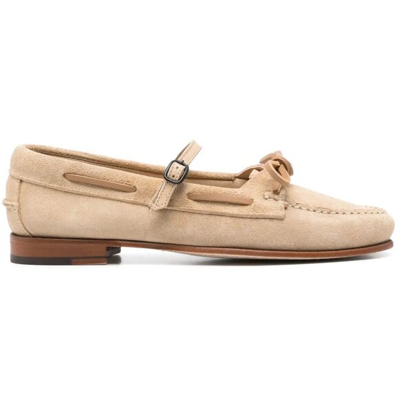HEREU Lorea Moc Toe Lorea Mary Jane Loafers Size 10.5 41 Beige Suede NEW $470 - Picture 3 of 12